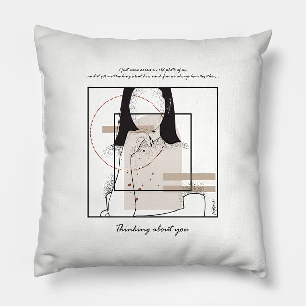 Thinking about You version 8 Pillow by Frajtgorski