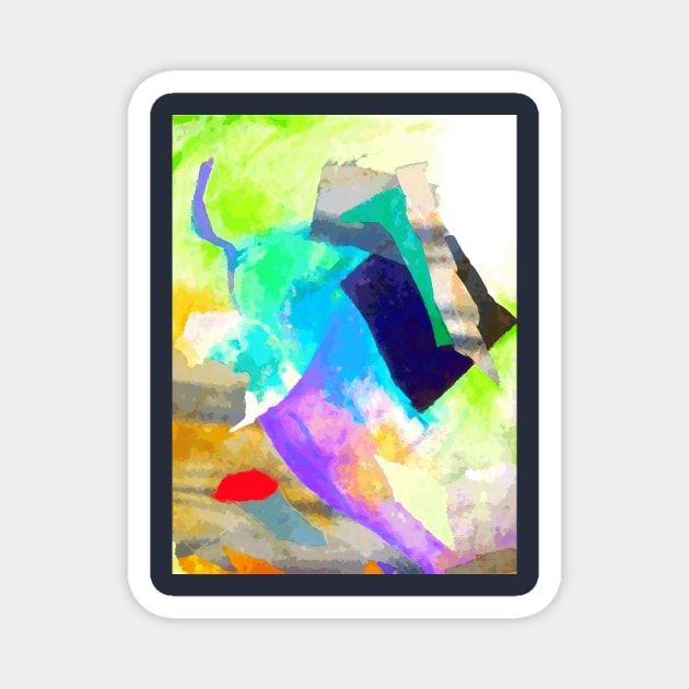 Vibrant Abstract Mixed Media Collage Painting Magnet by DonWillisJrArt