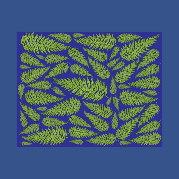 Ferns On Blue by Verl