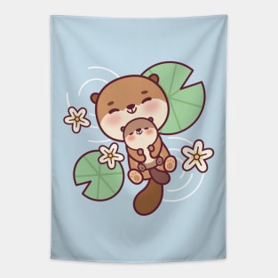 Otter hug kawaii Tapestry