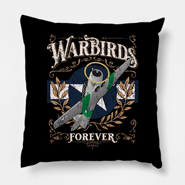 Vintage Warbirds Forever Classic WWII Aviation Nostalgia Pillow by hobrath