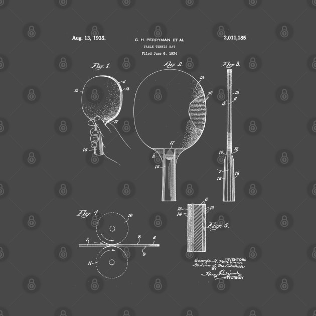 Table Tennis Patent - Tennis Paddle Art - Antique by patentpress