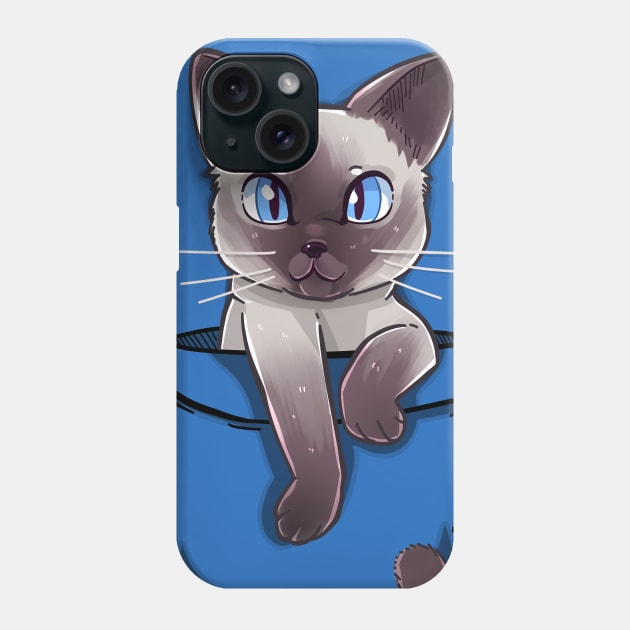 Pocket Cute Siamese Cat Phone Case by TechraPockets