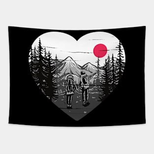 Hiking Couple Heart - Hiking Tshirt Tapestry