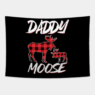Red Plaid Daddy Moose Matching Family Pajama Christmas Gift Tapestry