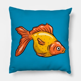 Orange Tropical Fish Cartoon Illustration Goldfish Design Pillow