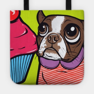 Brown Boston Terrier Cupcake Tote