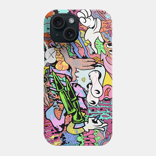 Colorful Slluks montage graffiti illustration Phone Case by slluks_shop