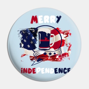 Merry Independence American independence beer lover Pin