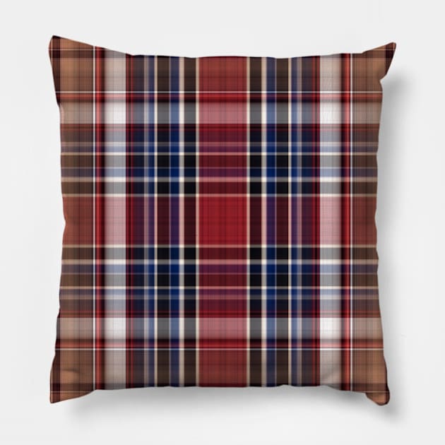 Blue red and orange Tartan Pattern Pillow by Farzad-Design