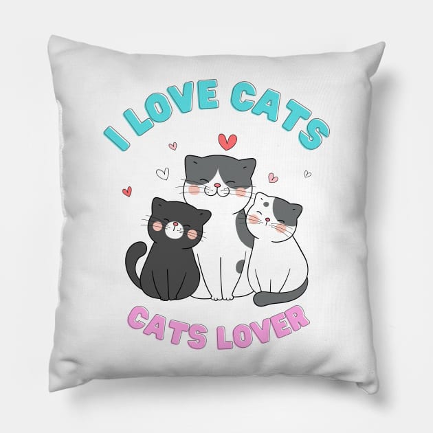 I Heart Cats I Love Cats Cats Lover Pillow by ✪Your New Fashion✪