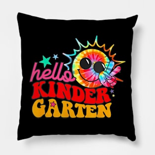 Hello Kindergarten Colorful Back To School Retro Peace Pillow