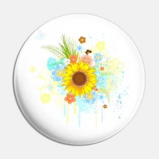 Summer Sunflower on White Background Pin