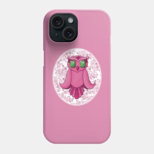 Sparkly Pink Owl with Emerald Eyes Phone Case