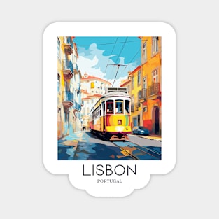 A Pop Art Travel Print of Lisbon - Portugal Magnet