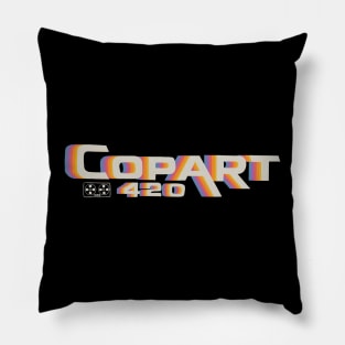 CopARt420 logo. White on Black VHS Design Pillow