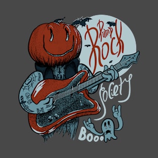 Pump Rock Society - Halloween Pumpkin Playing Guitar T-Shirt