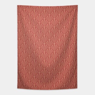 Art Deco Palm Pattern in Coral Tapestry