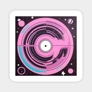 Galaxy Pink Vinyl Record Retro Graphic Magnet