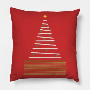 Minimalist Christmas Tree White Green Red Pillow