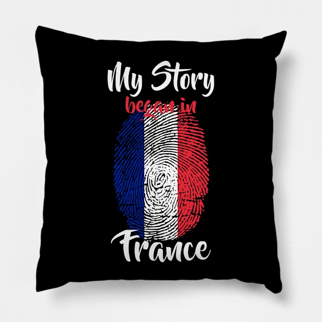 France Flag Fingerprint My Story DNA French Pillow by Your Culture & Merch