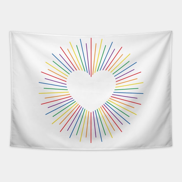 Gay Pride Radial Heart Tapestry by lavenderhearts