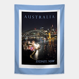 Sydney Night Skyline Tapestry