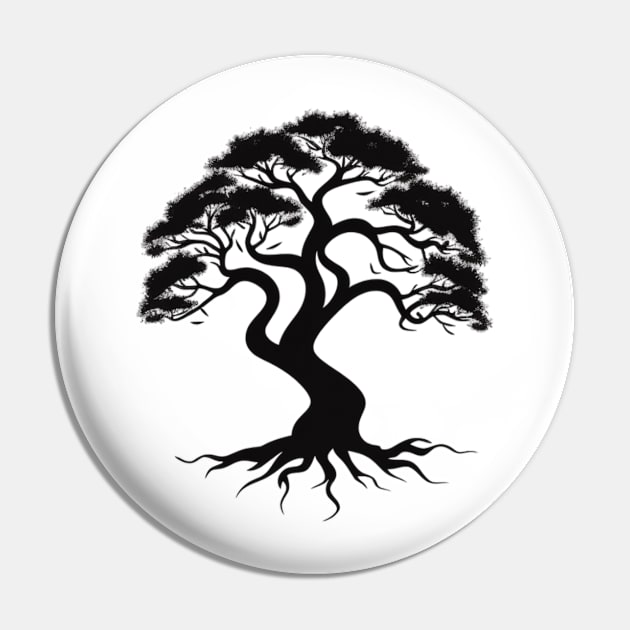 Silhouetted Tree: Modern Black Design Pin by Greenbubble