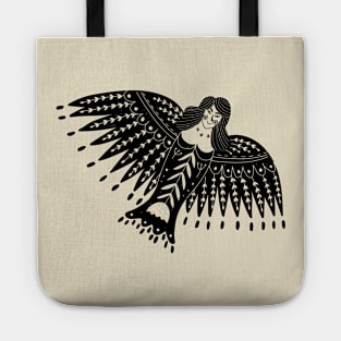 Folk Art Angel with Wings in Black Tote