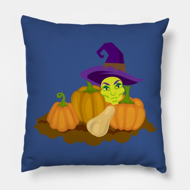 Halloween Pile of pumpkins With Witch Pillow by holidaystore