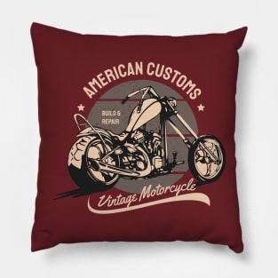 American Customs Vintage Motorcycle Design | Classic Biker Pillow