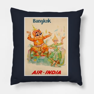 Air-India Fly to Thailand Travel and Tourism Poster Print Pillow