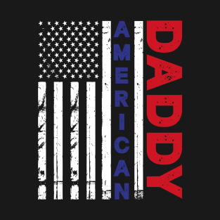 USA Flag with Daddy and American Text T-Shirt