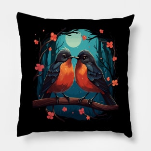 American Robin Couple Valentine Pillow