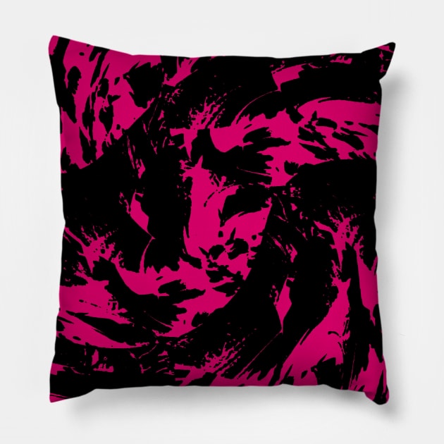 Pink and Black Paint Splatter Graffiti Pillow by BigTexFunkadelic