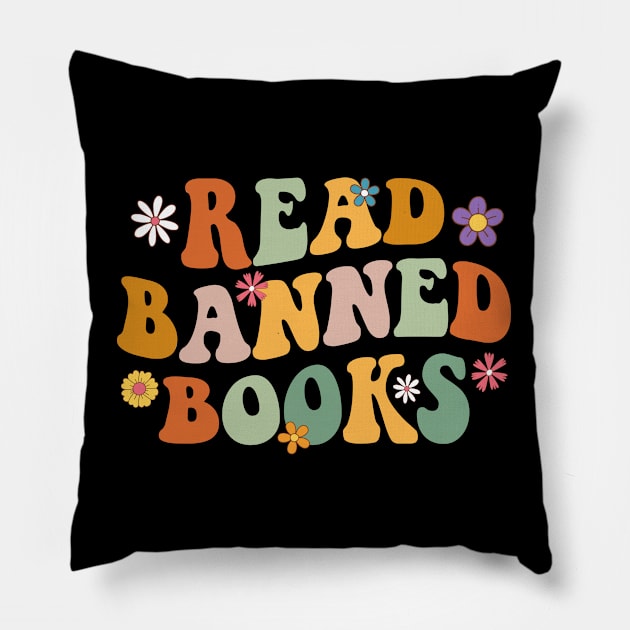 Read Banned Books Groovy Pillow by Islla Workshop