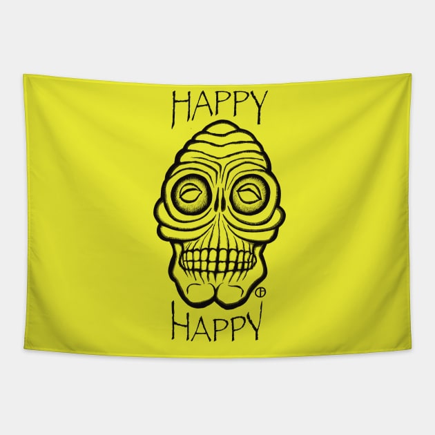 Happy Skull Tapestry by Art from the Blue Room