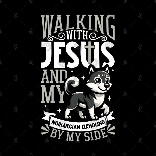 Jesus and dog - Norwegian Elkhound by Modern Medieval Design