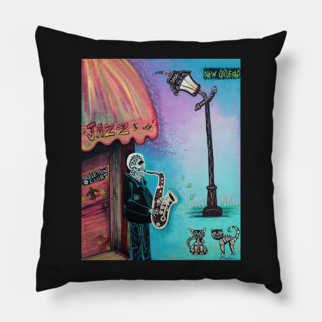 The New Orleans Skeleton Club Pillow by barbosaart