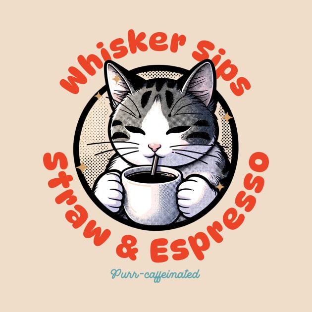 Whisker Sips Coffee Cat Charm by Conversion Threads