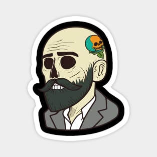 Classic Cartoon 1920 Bearded Skull Magnet