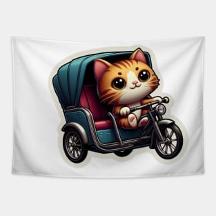 kittie in a tuk tuk Tapestry