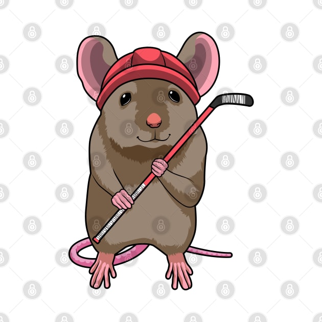 Mouse at Ice hockey with Ice hockey stick by Markus Schnabel