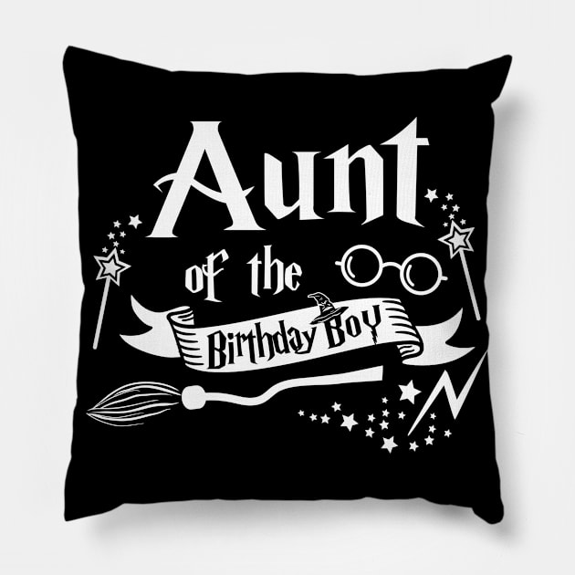 Aunt Of The Birthday Boy Gift Magical Birthday Party Pillow by ruffianlouse