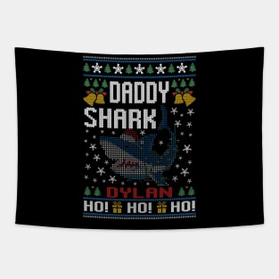 Best Dylan Name Personalized Daddy Shark Ugly Christmas Sweater Tapestry
