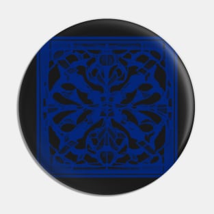 Abstract Symmetrical Lattice Print - Blue Aesthetic Pin