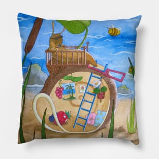 Sunny snail day / snail house Pillow