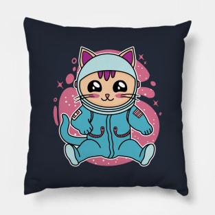 Astronaut Cat Kawaii Anime Kitten Wearing Space Suit Pillow