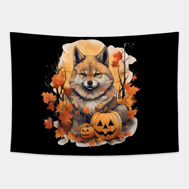 Akita dog Halloween Tapestry by NatashaCuteShop