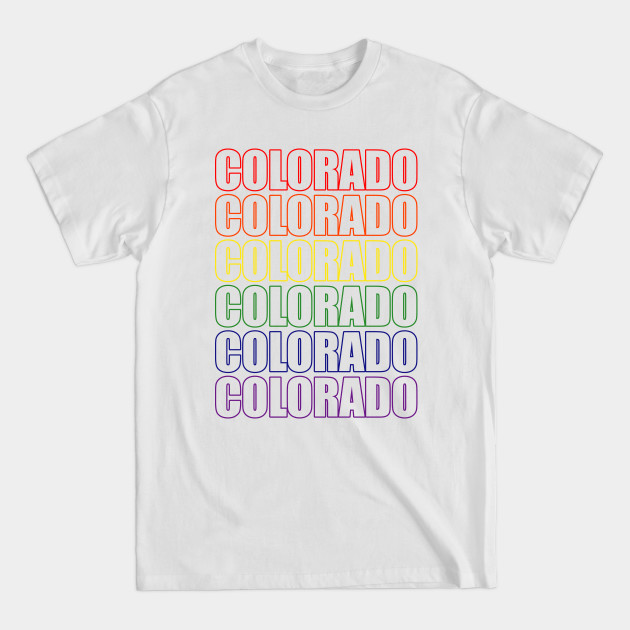 Discover Simple Colorado Rainbow Typography Lettering Text - Colorado Souvenir - T-Shirt